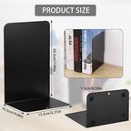 JIANTA Large Book Ends, Heavy Duty Metal Bookends, 2 Pairs/4 Pieces Book Stopper, Book Ends Support for Shelves, Black Non-Slip Bookshelf Holder Stand for Home Office Library School (8 x 5.3 x 4 in)