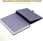 VIVID SCRIBBLES A5 Bullet DOTTED Journal – 160GSM Bleed-Proof Dotted Notebook with 200 Numbered Dot Grid Pages, Lay-Flat Hardcover with Pen Loop & Expandable Pocket (Purple Moon Design)