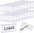 100 Pcs Wire Shelf Label Holder with Paper Inserts, Compatible with 1-1/4 Inch Shelves, Plastic Shelf Tags for Wire Shelving Label Clips with Label Paper Removable Wire Rack Label Holder Display Clip