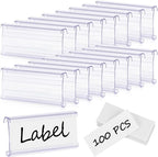 100 Pcs Wire Shelf Label Holder with Paper Inserts, Compatible with 1-1/4 Inch Shelves, Plastic Shelf Tags for Wire Shelving Label Clips with Label Paper Removable Wire Rack Label Holder Display Clip