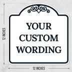 Custom Decorative Sign, Personalized Metal Sign for Business, Driveway, Home, Airbnb, Office Door Plaque,Black Border Sign, 12x12 Inches, ACM, Fade Resistant, Made in USA by Sigo Signs