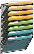 SUPEASY Wall File Organizer Mesh Office Mail Holder, Hanging Wall Organizer Magazine Rack for Office Black, 8 Tier