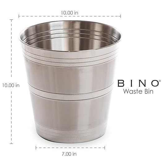 BINO Metal Waste Basket for Home, Office, Bathroom, Dorm, Kitchen and More | Trash Can Bin for Bedroom | Desk Trash Can | Home Essentials