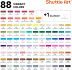 Shuttle Art 89 Colors Alcohol Markers, 88 Colors Dual Tip Art Marker Set Plus 1 Colorless Blender with Marker Case Perfect for Illustration Students Adult Coloring Sketching