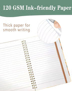 DHGPTS Spiral Journal Notebook, A5 Cute Notebooks for Women Men, College Ruled Hardcover Notebook for Work & Note Taking, 60 Pages Double-Wire Journals for Writing, Retro Boho Flowers