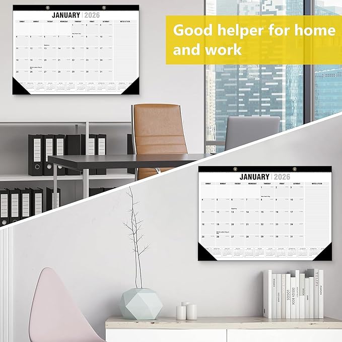 Desk Calendar 2026-2027 - 22" x 17", With 2 sticker, 18 Month Calendar Running to June 2027, Desktop/Wall Monthly Calendar Thick Paper, Corner Protectors for Homeschool or Office