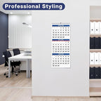 Dunwell 3-Month Wall Calendar 2026 (Blue), Large Monthly Hanging Calendar with Big Grid Numbers, Easy to Read Large Print, Use to Dec 2026, For Office or Home, 11x26 Open, Ships Folded