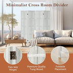 Leesinwing Wood Room Divider 4 Panel Folding Privacy Screen, Classic 5.6Ft Indoor Wooden Partition, Portable Partition Wall Divider for Room Separation, Home, Office, Bedroom, Restaurant (White)
