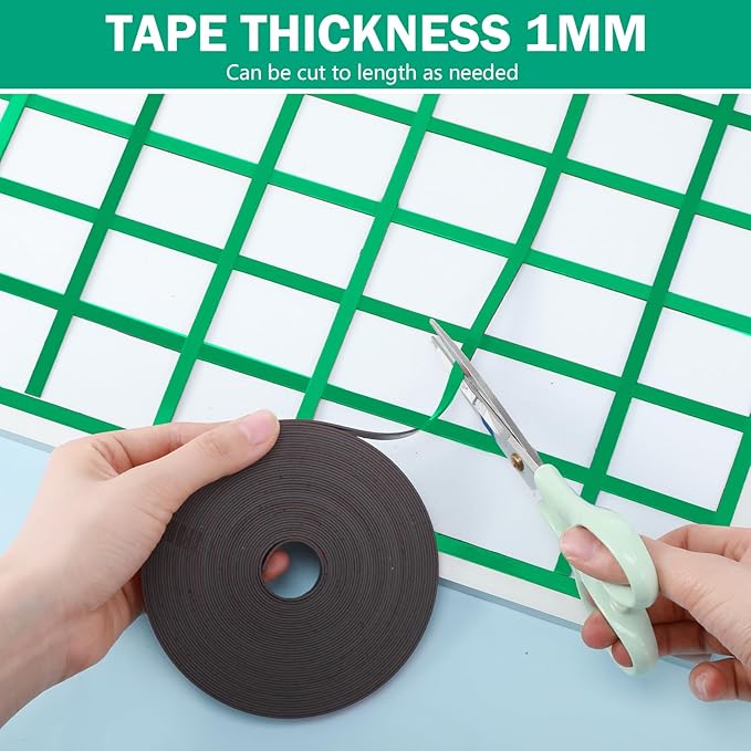 AmazingSpark Magnetic Tape Roll Thin Strips, 0.39 Inch x 66 Feet Magnetic Board Dividers Whiteboard Graphic Decorative Tape Marking Line for Classroom Office Art Accessories(Green)