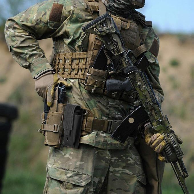 Tactical Single/Double Pistol Mag Pouch Outdoor Molle Open-Top Magazine Pouch for Glock M1911 92F