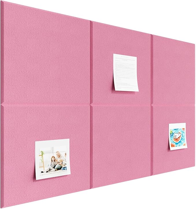 Baysola Large Cork Boards for Walls – 36" x 24" Self Adhesive Felt Wall Tiles, Ideal for Office Black Bulletin Board, Easy to Install Pin Board Photo Board