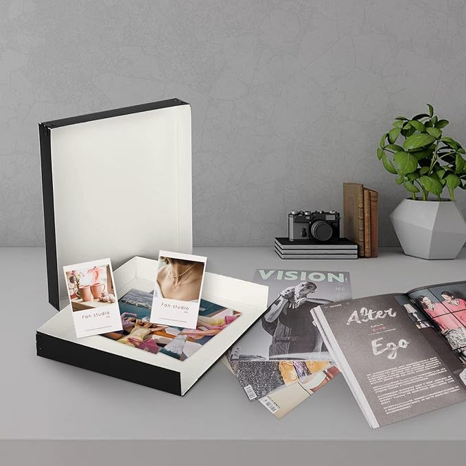 Lineco Museum Archival Storage Box, 8.75x10.75x1.5 in. Drop Front Design. Acid-Free with Metal Edge. Organize Photos, Pictures, Prints, Documents, Crafts, DIY. Black, 1 Pack