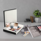 Lineco Museum Archival Storage Box, 8.75x10.75x1.5 in. Drop Front Design. Acid-Free with Metal Edge. Organize Photos, Pictures, Prints, Documents, Crafts, DIY. Black, 2 Pack