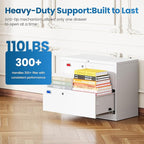 PEUKC 2 Drawer File Cabinet, Lateral Filing Cabinets for Home Office, Office Storage Drawers with Lock, Hanging Files Legal/Letter A4 Size (Assemble Required,White)