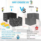 24 Pack Black Printing Privacy Floders for Student Desks - Durable Plastic Erasable - Testing Dividers for Classroom - Easy Clean Privacy Shields for Student - Includes Extra Labels