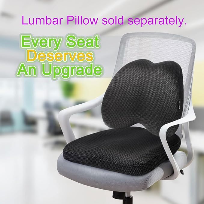 Aurssa Air Fiber Office Chair Cushion - Ergonomic Seat Cushion for Orthopedic Coccyx, Relief Hip & Back Support - Doctor Recommended Cushion for Long Sitting Worker Driver & Handicapped (Dark Gray)