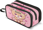 BOENLE Custom Cute Bear Pencil Case Box Boys Girls Personalized Name Large Pencil Pouch Stationery Pen Bag Organizer for Kids Adults School Office
