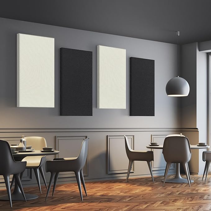 UMIACOUSTICS 2 PCS Acoustic Panel, 47.2" x 23.6" x 2" Fiberglass Sound Proof Wall Panels, Sound Absorbing Panels for Studios, Office, Home Theater. Off White