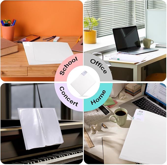 Phyxin 80-Pocket Portfolio Binder Organizer, Binder Sheet Protectors 8.5" x 11", Displaying 160 Page Plastic Folders for Documents, Document Organizer for Concert, Artwork, School & Office Use, White