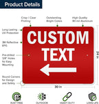 Custom Arrow,Custom Directional Sign, Left Arrow,24x30 Inches, 3M EGP Reflective, Rust Free .080 Aluminum, Fade Resistant, Made in USA by My Sign Center