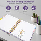 Spiral Journal Notebooks for Work, 300 Pages 5 Subject Notebook College Ruled with Dividers & Tabs, 8''x 10'' Large Notebook Journal for Women Students Note-Taking and Organizer (Purple Floral)