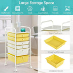 RELAX4LIFE 6-Drawer Rolling Storage Cart - Classroom Organization on Wheels w/Removable Plastic Drawers, Mobile Art Craft Cart for School Paper Home Office, Utility Cart with Drawers (Yellow)