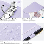 Ospelelf Leather Mini Binder Vintage Hardcover 2 Inch Rings, Professional Small 3 Ring Binders Organizer Suitable for 5.5" x 8.5" Documents, Binder Dividers with Tabs, Purple