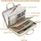 5200℉ Fireproof Accordion File Organizer with Lock, Thickened Document Organizer 13 Pocket with Zipper & Labels, Important Document Organizer, Expanding File Folder with Handle for Letter A4 (Beige)