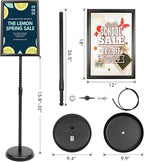 DISPLAYSWORKER Sign Stand, Sign Holder Floor Stand with Heavy Duty Pedestal ,Adjustable Pedestal Poster Stand Aluminum Snap Frame for 8.5 x 11 Inch, Black