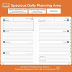 IN-LUXPRO Planner 2026 Daily Weekly and Monthly,8.5"x6.5",12 Months Spiral Bound Calendar Agenda with Self-adhesive Pen Holder,2026 Appointment Book with Vegan Leather Soft Cover,Orange