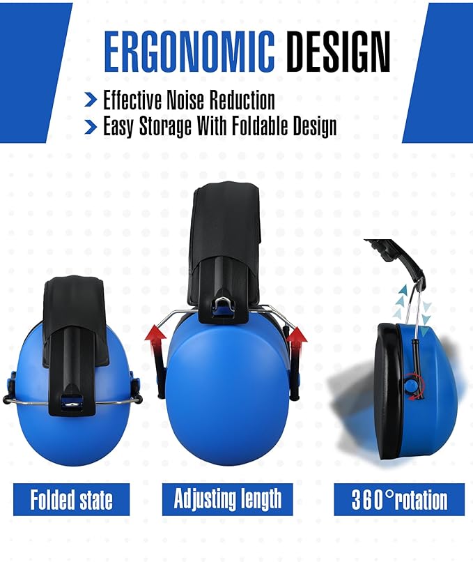 Copkim 12 Pcs Hearing Protection Ear Muffs NRR 28dB Noise Reduction Headphones Shooting Ear Protection Earmuffs(Blue)