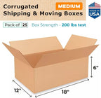 IDL Packaging - B-18126-25 Medium Corrugated Shipping Boxes 18"L x 12"W x 6"H (Pack of 25) - Excellent Choice of Strong Packing Boxes for USPS, UPS, FedEx Shipping