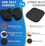 TushGuard Seat Cushion for Office Chair Memory Foam Non-Slip Desk Seat Cushion Back, Coccyx, Sciatica, Tailbone Pain Relief Butt Pillow for Office Chair, Car, Wheelchair, Black