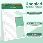 to Do List Notepad with 60 Tear Off Sheets, 6.7 x 9.8" to Do List Notebook for Work Perforated Daily Planner with Task Checklist for Home School Office Personal Organizers, Green