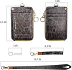 bolimoss Cheetah Badge Holder with Lanyard,Lanyards for ID Badges,Leopard Print Zip Id Case and Lanyard Women Wallet Vertical Card Protector Cover Case for Work Nurse Medical Doctor Student Teacher