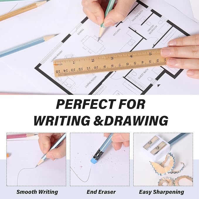 TecUnite 120 Pcs #2 HB Pencils with Eraser No 2 Unsharpened Wooden Hexagonal Pencils for Adults Gifts for School Exam art Learning Office Sketching (Multicolor)