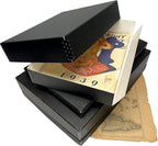 Lineco Museum Archival Storage Box, 8.75x10.75x1.5 in. Drop Front Design. Acid-Free with Metal Edge. Organize Photos, Pictures, Prints, Documents, Crafts, DIY. Black, 1 Pack