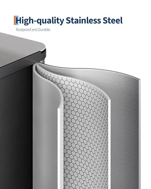 Garvee Stainless Steel Garbage Can, 2 x 8 gal Dual Compartment Trash Can with 2 Inner Buckets and Soft Close Lid, Foot Pedal Garbage Bin for Bathroom, Living Room, Kitchen, Silver