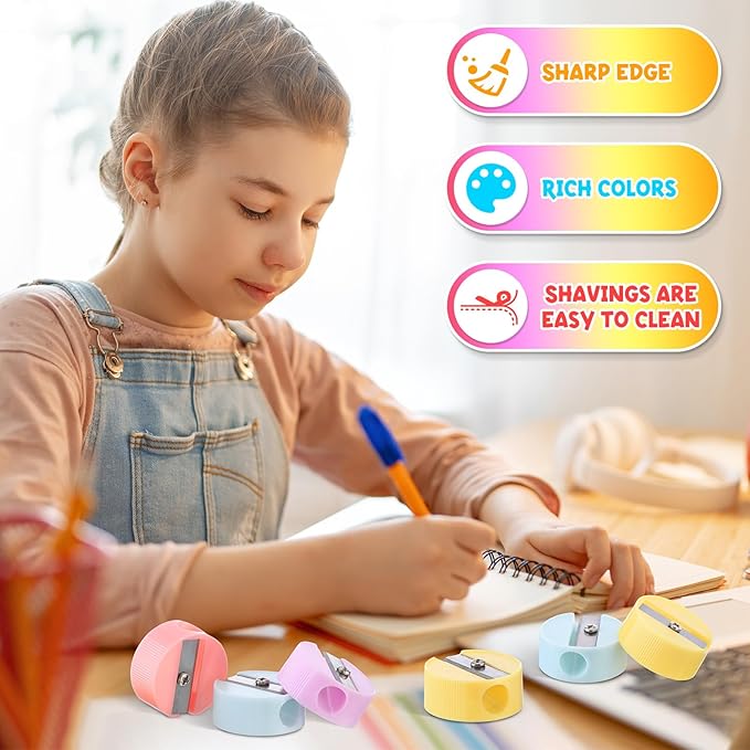 Fainne 800 Pcs Pencil Sharpeners Bulk for Kids Colorful Manual Pencil Sharpeners Compact Portable Handheld Crayon Back to School Supplies for Kids Students Home Office Classroom Prizes(Pastel Color)