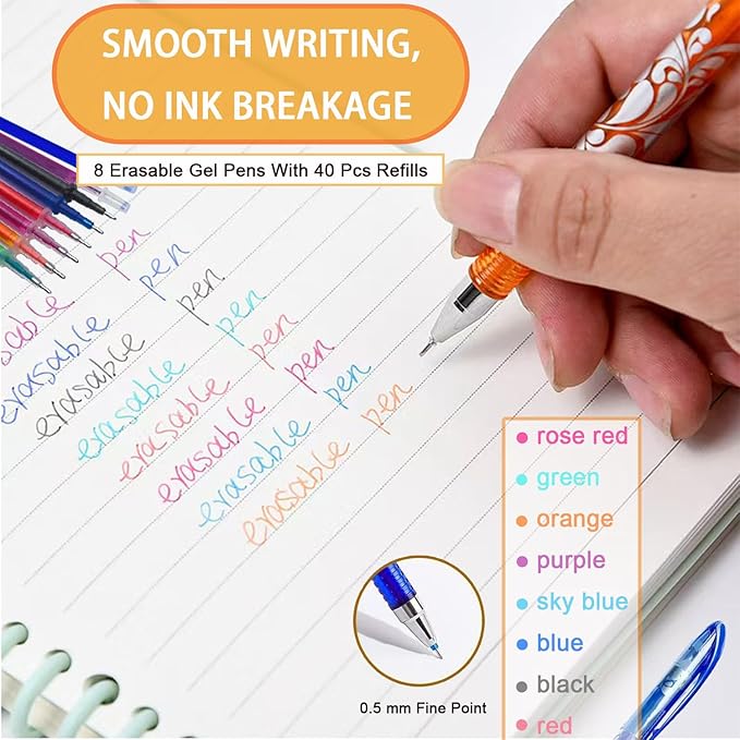 ZAYSWDNS 55 Pcs Bible Journaling Kit With 6 Gel Highlighters 8 Colorful Erasable Gel Pens and 40 Refills & 1 Erasable Gel Pen Eraser,No Bleed, for Bible Study Journaling Planner Notes School Supplies