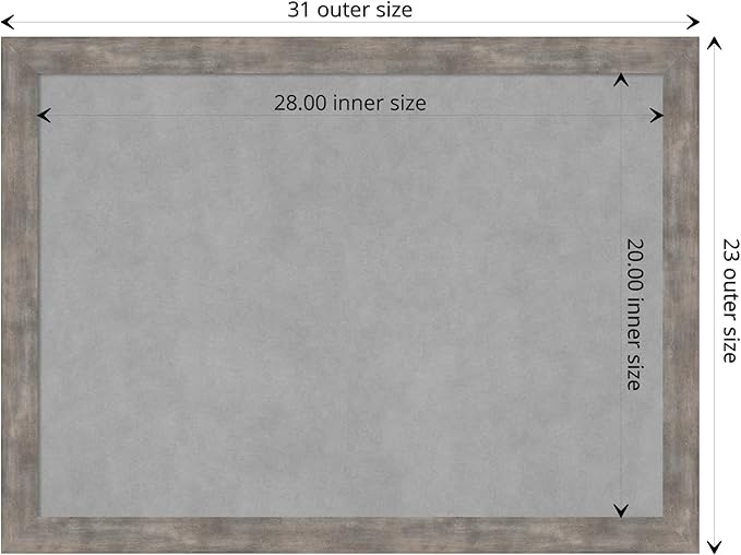 Amanti Art Silver Framed Magnetic Board 23x31 Medium Vision Board for use with Magnets, 100% Metal Sheet to Display Items as Office Decor or for Home Organization in mudroom, Kitchen or Kids Room