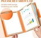 12 Pcs Classification Folders Letter Size 3 Pocket Dividers Employee File Folder with 2 Prongs Fasteners, 2 in Expansion Heavy Duty Pressboard File Holder for School Office Medical Document(Orange)