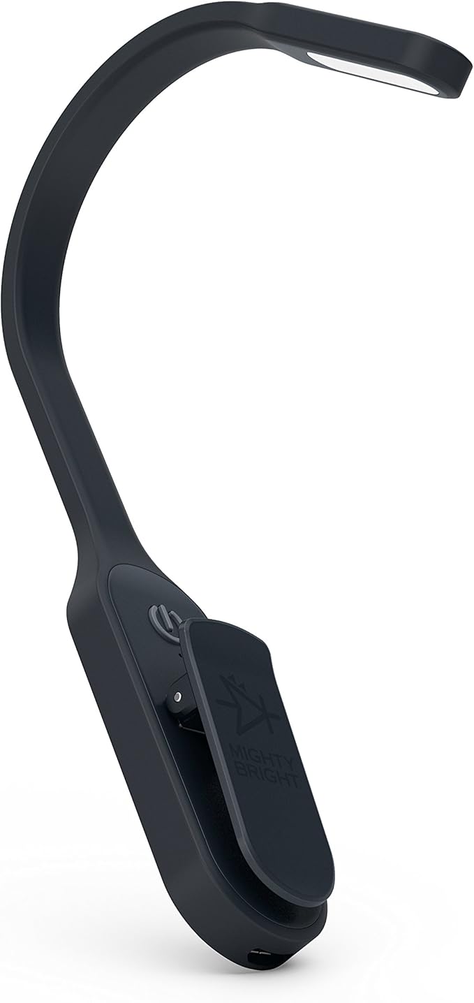 The Original Mighty Bright Recharge Clip On Rechargeable Book Light Reading Light, Warm Eye Care LEDs, Flexible, Durable, Dimmable, Perfect for Kids, Bookworms, Reading in Bed, Lasts 60 Hours (Black)