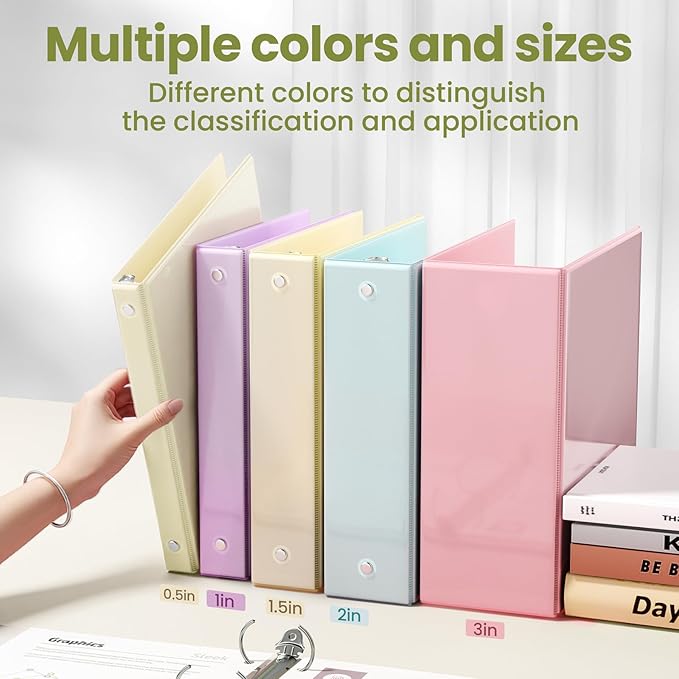 SUNEE 3 Ring Binder 1.5 Inch 1 Pack, Clear View Binder Three Ring PVC-Free (Fit 8.5x11 Inches) for School or Office Supplies, Light Yellow