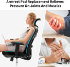 Universal Office Chair Arm Rest Replacement Pads -Ergonomic Arm Pads with 4" Mounting Hole Distance, Soft PU Surface & Durable Steel Inserts – Fits Most Office & Gaming Chairs (Set of 2)