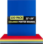 Hygloss Large Colored Poster Board 22x28 - 100 Assorted Standard Color Poster Boards Bulk Pack - Red, Yellow, Green, Blue, Black - 10 Pt. Thickness Poster Board Paper - Posterboard Multipack 22" x 28"