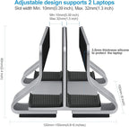Psitek Aluminum Dual Vertical Laptop Stand Dock Holder, Supports 2 Devices, Adjustable Slot Width 15-36mm, Space-Saving Upright Storage for MacBook and Laptops