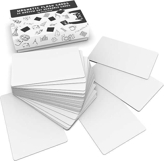 Attractivia Dry Erase Magnetic Labels 3.7 x 2.8 in, Medium Dry Erase Magnets, 20-Pack, White Erasable Write-On All-Purpose Labels, for Office, Education, Home, Whiteboard