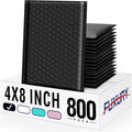 Fuxury Bubble Mailers 4x8" 800Pcs Bulk, Waterproof Padded Envelopes Usable Size 4x7", Cushioning Small Mailing Envelopes,Padded Mailers for Mailing Jewelry Makeup Small Business, #000 Black