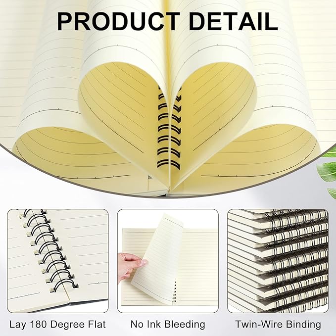 Yahenda Spiral Notebook Bulk A5 Journal Lined 8.3'' x 5.5'' Writing Composition Paper Small Notepad Subject Notebook for Students Office Business Back to School Supplies(Dark Gray,36 Pcs)